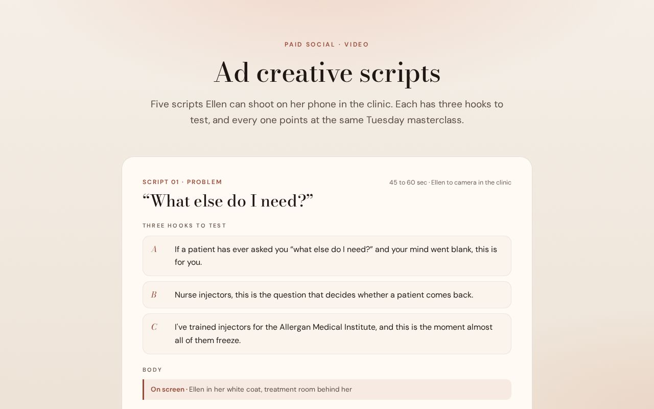 Ad creative scripts preview